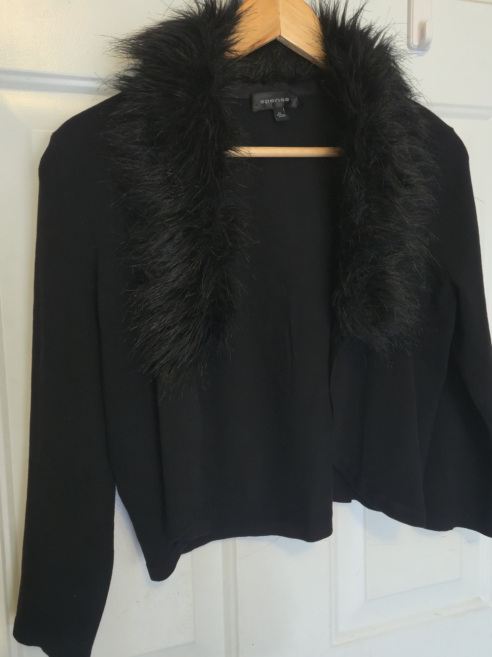 Spense Black Old Hollywood Glam Open Cardigan Size M